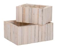 WANDERLUST DECO Set 2 Cestos rectangulares de madera marrónes