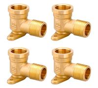WANDGU 4 piezas de vidrio de pared de 1/2 pulgada: conexión de agua, rosca interna, caja de pared de 1/2 pulgada, arco de latón, 90 grados, acoplador de ángulo con rosca interna, ideal para jardín,