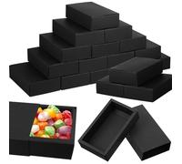 WANDGU Caja de cajón de papel de estraza: 20 paquetes de caja de regalo con tapa, 106 x 86 x 40 mm, cajas de regalo negras, caja de regalo para festivales, cajas de regalo para regalos, bodas, fiestas