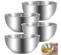 WANDGU Juego de 4 piezas de plato de acero inoxidable: ensaladera de acero inoxidable apto para lavavajillas, tazón para mezclar de acero inoxidable, SUS 304 (Ø19cm) con escala personalizada, cuencos