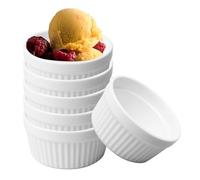 WANDGU Juego de 6 Cazuelas de Cerámica para Crema Catalana Ø9cm - Recipientes para Hornos, Postres y Tapas, Resistente al Calor 250°C - Fácil Limpieza y Diseño Elegante