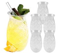 WANDGU - Juego de 6 vasos de piña (400 ml, con alivio de piña para beber largo, zumo, fiesta, perfecto para el hogar en verano