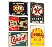 WANDGU Placas de metal para garaje, estilo retro, juego de 5 unidades, 20 x 30 cm, diseño vintage, nostálgico, coche, cartel de metal para pared de casa, decoración de habitaciones, bar, decoración