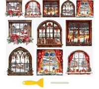 WANDIC 3 hojas de calcomanías de transferencia UV DTF Cup Warp Merry Christmas para ventanas, calcomanías de muebles para bricolaje, ventana de vidrio, botellas de agua, manualidades, 15 x 30 cm