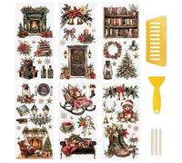 WANDIC 6 Hojas de Pegatinas para Muebles Navidad, Calcomanías de Transferencia para Muebles Motivos Oscuros Vintage, para Scrapbooking, Vidrio, Ventanas, Manualidades Creativas, 15 x 30 cm