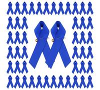WANDIC Pin de Cinta Azul, Broches de Terileno Acanalados para Concientización sobre el Cáncer Colorrectal de Colon, Alfileres de Grogrén para Eventos Benéficos, 100 Uds.