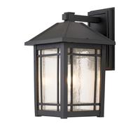 Wandleuchte Exterior Rústico Aluminio Cristal H: 41,8 CM IP44 Negro E27 Luz Wand