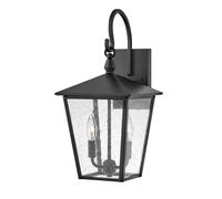 Wandleuchte Exterior Rústico Aluminio Cristal H: 47,9 CM IP44 Negro 2x E14 Farol