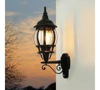 Wandleuchte Lámpara Exterior Negro E27 H:54CM Rústico Cristal Aluminio IP23