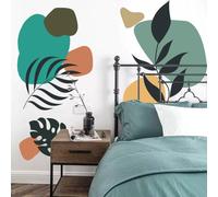 WandSticker4U®- Pegatinas BOHO pared HOJAS XXL (88x78 cm) I Vinilo adhesivo pared decorativo salón plantas tropicales hojas minimalistas I Decoración dormitorio adultos cocina formas abstractas