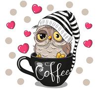 WandSticker4U®- Pegatinas pared cocina TAZA de CAFÉ BÚHO negro decorativas I vinilo adhesivo pared frases café cappuccino I decoración cocina armario comedor puerta nevera oficina cafetería
