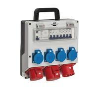 Brennenstuhl Distribuidor de pared 4/32 – IP44, 32 A con interruptor FI 30 mA – Gris claro/negro