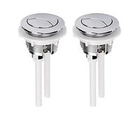WANGCL 2 piezas de 38 mm para inodoro de doble descarga de cabeza redonda con botón de electrochapado plateado para tanque de agua con rosca