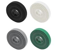 WANGCL 4 Rollos 3m Lazos para Plantas 15mm Gancho y Bucle Cinta para Plantas Resellable Enrejado Resistente a la Intemperie Gancho y Bucle Rollo de Cinta para Plantas (Verde, Gris, Blanco, Negro)