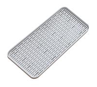 WANG scurridor con bandeja de goteo, 31 x 17,5 cm, tapete de drenaje, soporte para bandeja de goteo de agua para taza de frutas, utensilios de baño, bandejas de té de café, color gris