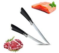 WANGDEFU Cuchillo de Cocinero Multiusos,Juego de 2 Navaja Profesional,Acero Inoxidable de 20 +15 cm,Mango Polipropileno Negro ergonómico,Hoja Afilada,para Hogar y Restaurante,Universal