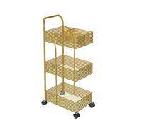 WANGHAI-666 Carro rodante Estante De Almacenamiento For Carrito, Metal For Cocina Y Baño, For Móvil, con Ruedas(Golden,Medio)