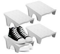 Wapasezyar Organizador de Zapatos, 4 Unidades - Caja de Almacenamiento Doble Capa y Antideslizante para Ahorrar Espacio, Hecho de Polipropileno (PP) para Armario