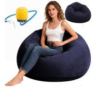 Wapasezyar Sillón inflable, puf hinchable para interior, 105 x 105 x 60 cm, sofá hinchable Lazy para salón, dormitorio, sillón hinchable para adultos (azul)