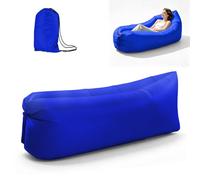 Wapasezyar Sofá hinchable impermeable de 235 x 72 cm, sofá hinchable Lazy Lounger, con el paquete portátil para viajes, camping, piscina y fiestas en la playa (azul marino)
