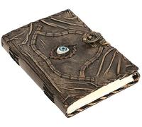 Ward Off - Diario de piel con protección contra el mal de ojo, libro de hechizos de Hocus Pocus, cuaderno de grimorios para hombres y mujeres, accesorio de decoración en blanco, sin forro, papel de