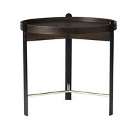 Warm Nordic Mesa de centro Compose Ø50 cm con base de latón Smoked oak