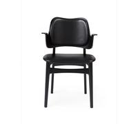 Warm Nordic Silla Gesture asiento y respaldo tapizado Cuero prescott 207 black. base de haya lacada en negro. asiento tapizado. respaldo tapizado