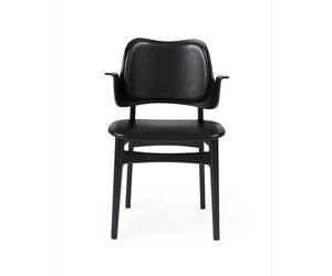 Warm Nordic Silla Gesture asiento y respaldo tapizado Cuero prescott 207 black. base de haya lacada en negro. asiento tapizado. respaldo tapizado