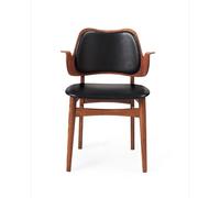Warm Nordic Silla Gesture asiento y respaldo tapizado Cuero prescott 207 black. base de roble con aceite de teca. asiento tapizado. respaldo tapizado