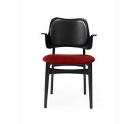 Warm Nordic Silla Gesture asiento y respaldo tapizado Tela brick red. respaldo cuero. base de haya lacada en negro