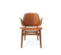 Warm Nordic Sillón Gesture Cuero silk 250 cognac. base de roble con aceite de teca