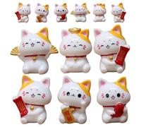 Warmhm 12 Piezas Figurita de Gato Miniatura de Resina Adorable y Ligera para Decoración Interior en Escritorios y Estanques Gesto Divertido