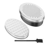 Warmhm Rallador de Queso de Doble Cara, Rallador Compacto Ovalado, Acero Inoxidable y Pp, Negro, con Caja y Cepillo, para Queso y Verduras, Cocina