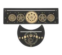 Warmhm Soportes de Madera Delicados Formas Rectangulares y Lunares 2piezas para Cartas de Tarot Que Ahorran Espacio Ideales para Altar y Decoración DIY