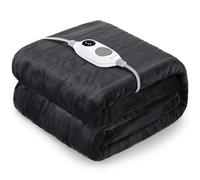 Warmrest Manta Eléctrica Grande Térmica para Cama 150x200cm, Calentamiento rápido 6 Niveles de Calor y Temporizador de Apagado automático de 1~10 Horas y Pantalla Digital, Lavable a máquina, Gris