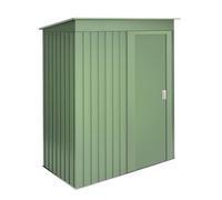 WASABI Caseta de Jardín Exterior 1,39m², Armario Metálico 162x86x181cm | Garantía de 10 años frente a la corrosión, Puerta corredera, Techo inclinado, Color verde, Acero galvanizado, Modelo Neat