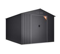 Wasabi - Caseta Grande Jardín 8,08m2 Light Anthracite - 313x258x202cm - Rejillas Anticondensación - Antracita - Puerta Corredera Doble - Cobertizo Metálico Almacenaje Exterior