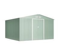 Caseta de metal light green de 322x205x324 cm y 10.2 m2 con 0.25 mm espesor y doble puerta corredera