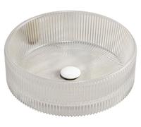 Waskom – Lavabo de sobreponer redondo, de diseño elegante, fabricado en cristal transparente – Diámetro de 36 cm