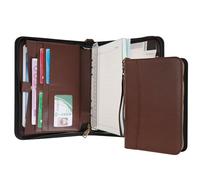 Wason Carteras de viaje A5 con Anillas y Cremallera Agenda - Cuaderno de Escritura en Cuero PU con Bloc de Notas Desmontable y Recargable, Bloc Legal para Negocios, Estudios y Viajes(Café)