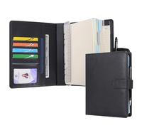 Wason Cuaderno de Cuero PU A5 con Papel Recargable, Carpeta de Anillas Extraíbles con Portapapeles, Bloc de Notas y Bolígrafo para Viajes, Negocios, Organizador de Escuela (Negro)