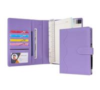 WASON Cuaderno de Cuero PU A5 con Papel Recargable, Carpeta de Anillas Extraíbles con Portapapeles, Bloc de Notas y Bolígrafo para Viajes, Negocios, Organizador de Escuela (Morado)