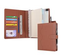 WASON Cuaderno de Cuero PU A5 con Papel Recargable, Carpeta de Anillas Extraíbles con Portapapeles, Bloc de Notas y Bolígrafo para Viajes, Negocios, Organizador de Escuela (Marrón)