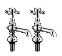 Wasserrhythm Juego de 2 grifos para lavabo, estilo cascada, estilo Victoria, tradicional, para lavabo, de latón cromado