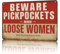 Watch Your Wallet Clever Company Retro Tin Sign for Pub Den 12x8 Inch
