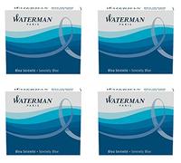 Waterman - 4 cajas de 6 cartuchos internacionales cortos para pluma de cartucho de tinta azul Serenity Blue (azul Florida)