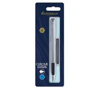 Waterman Pluma estilográfica Allure – Acero inoxidable, punta fina – Tinta azul