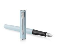 Waterman Allure - Pluma estilográfica, color azul pastel con borde cromado, punta fina, tinta negra, en caja de regalo