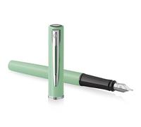 Waterman Allure - Pluma estilográfica, color verde menta pastel con borde cromado, punta fina, tinta negra, en caja de regalo