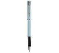 Waterman Allure pluma estilográfica | Lacado en color azul claro mate con adornos cromados | Plumín fino de acero inoxidable | Tinta azul | Con estuche de regalo